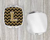 Letter L Chevron Black and Gold  Compact Mirror CJ1050-LSCM by Caroline's Treasures