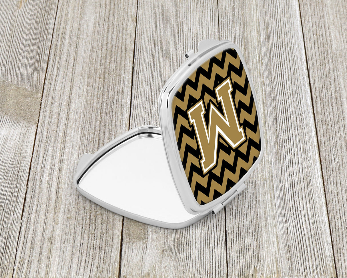 Letter M Chevron Black and Gold  Compact Mirror CJ1050-MSCM by Caroline's Treasures