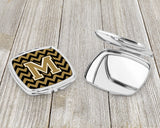 Letter M Chevron Black and Gold  Compact Mirror CJ1050-MSCM by Caroline's Treasures