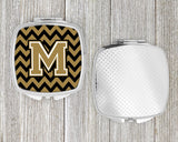 Letter M Chevron Black and Gold  Compact Mirror CJ1050-MSCM by Caroline's Treasures