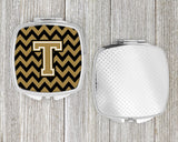 Letter T Chevron Black and Gold  Compact Mirror CJ1050-TSCM by Caroline's Treasures