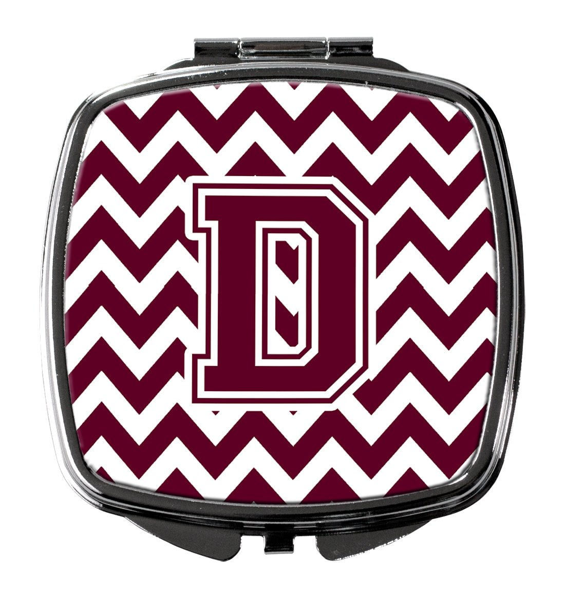 Letter D Chevron Maroon and White  Compact Mirror CJ1051-DSCM by Caroline's Treasures