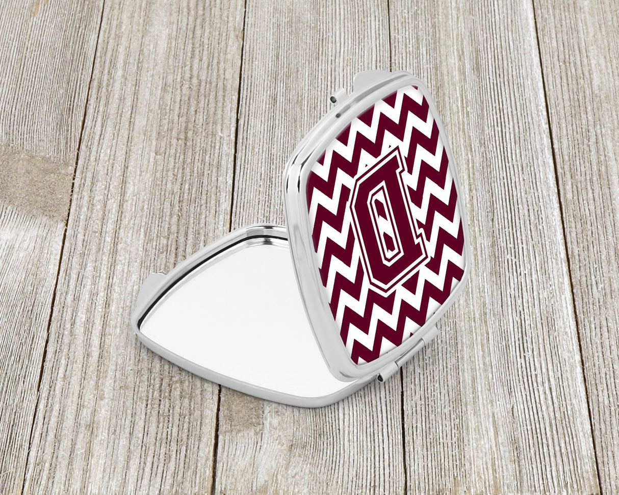 Letter D Chevron Maroon and White  Compact Mirror CJ1051-DSCM by Caroline's Treasures