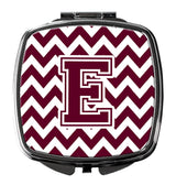 Letter E Chevron Maroon and White  Compact Mirror CJ1051-ESCM by Caroline's Treasures