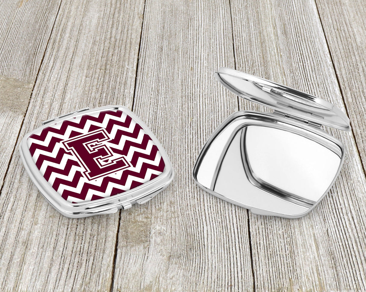 Letter E Chevron Maroon and White  Compact Mirror CJ1051-ESCM by Caroline's Treasures