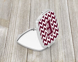 Letter F Chevron Maroon and White  Compact Mirror CJ1051-FSCM by Caroline's Treasures