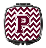 Letter P Chevron Maroon and White  Compact Mirror CJ1051-PSCM by Caroline's Treasures