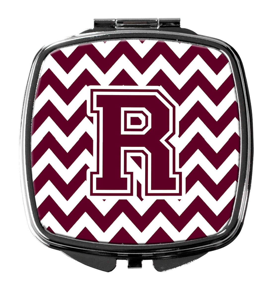 Letter R Chevron Maroon and White  Compact Mirror CJ1051-RSCM by Caroline's Treasures