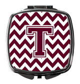 Letter T Chevron Maroon and White  Compact Mirror CJ1051-TSCM by Caroline's Treasures