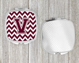 Letter V Chevron Maroon and White  Compact Mirror CJ1051-VSCM by Caroline's Treasures