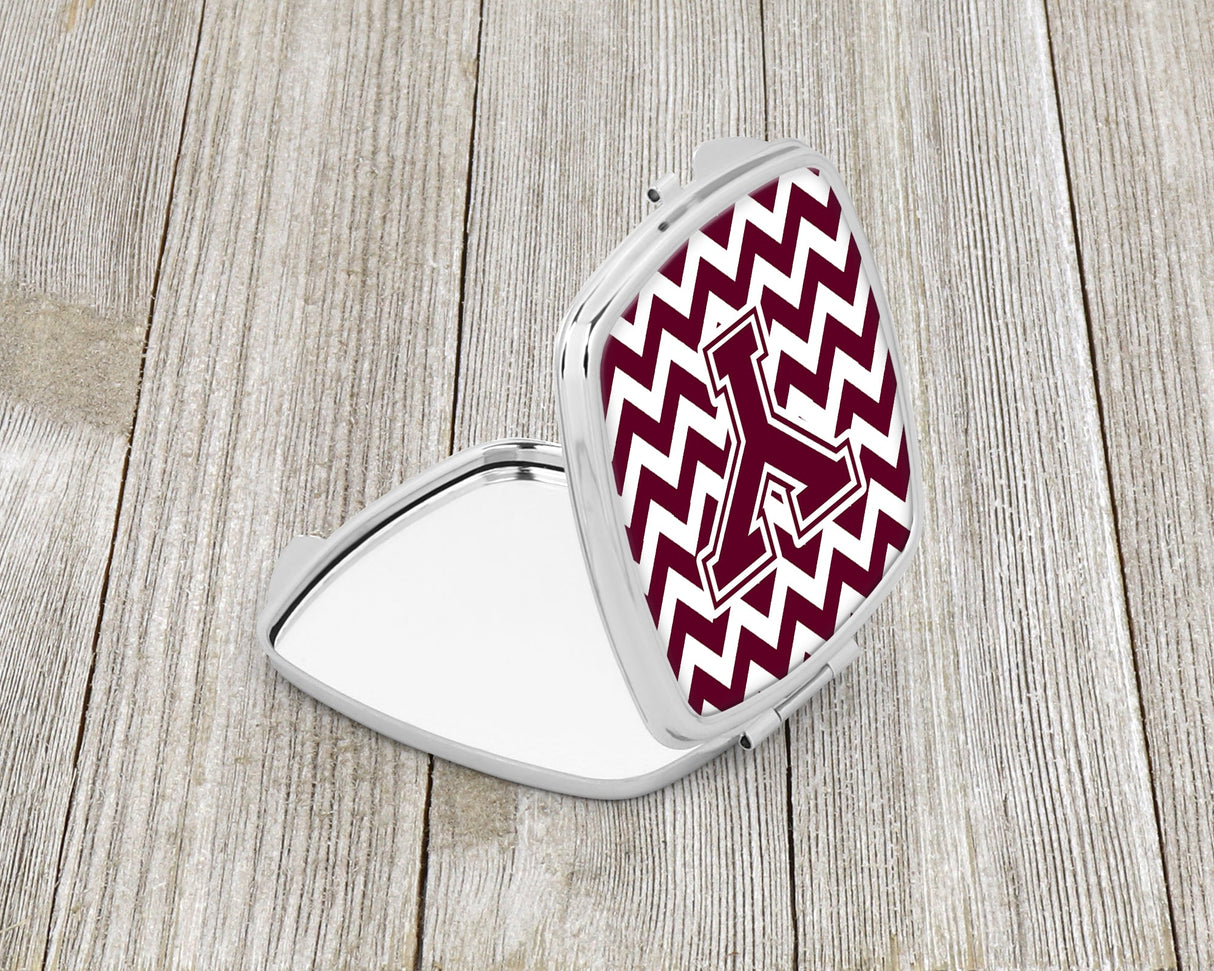 Letter Y Chevron Maroon and White  Compact Mirror CJ1051-YSCM by Caroline's Treasures