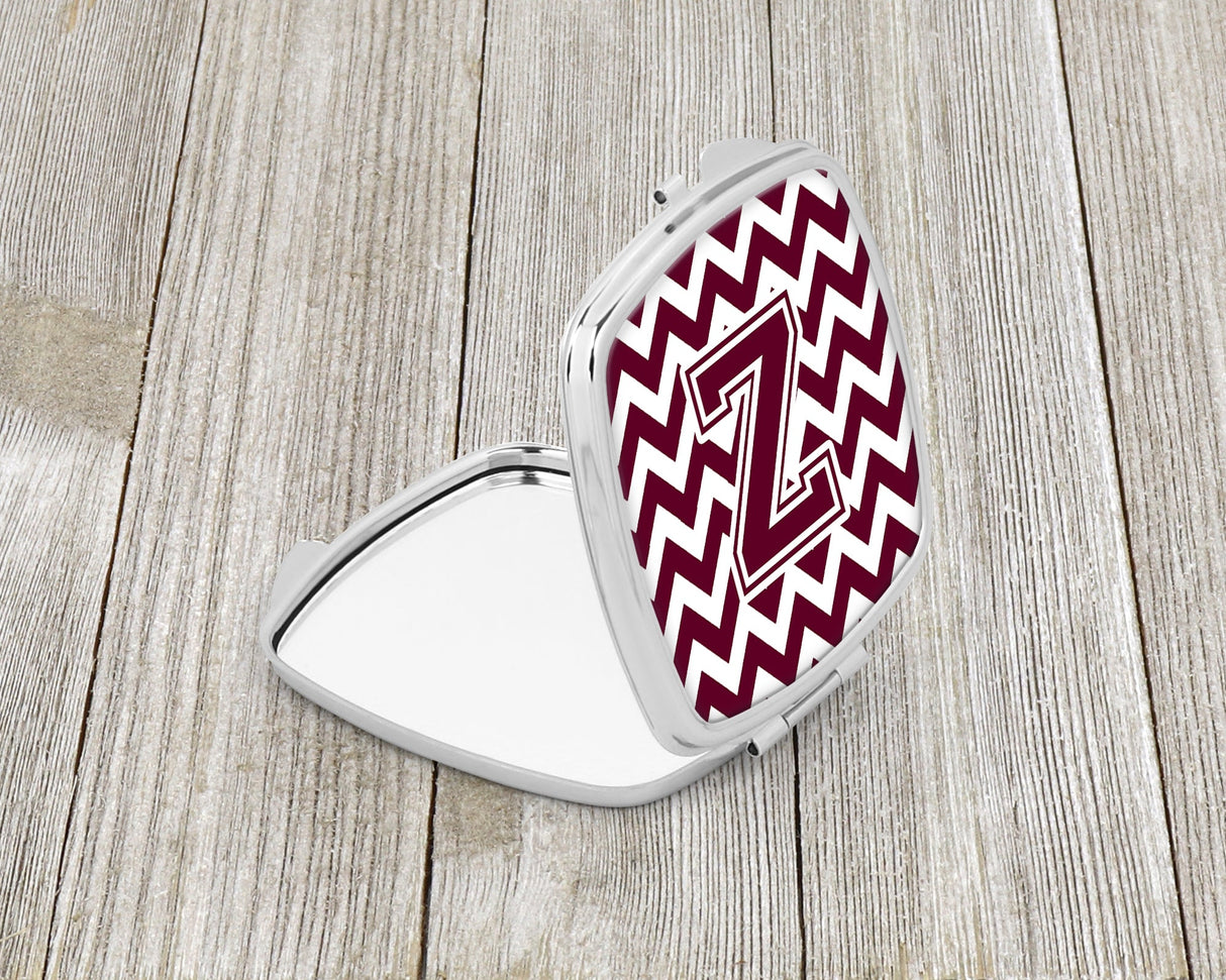 Letter Z Chevron Maroon and White  Compact Mirror CJ1051-ZSCM by Caroline's Treasures