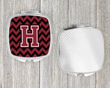 Letter H Chevron Garnet and Black  Compact Mirror CJ1052-HSCM by Caroline's Treasures