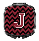 Letter J Chevron Garnet and Black  Compact Mirror CJ1052-JSCM by Caroline's Treasures