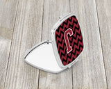 Letter J Chevron Garnet and Black  Compact Mirror CJ1052-JSCM by Caroline's Treasures