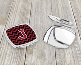 Letter J Chevron Garnet and Black  Compact Mirror CJ1052-JSCM by Caroline's Treasures