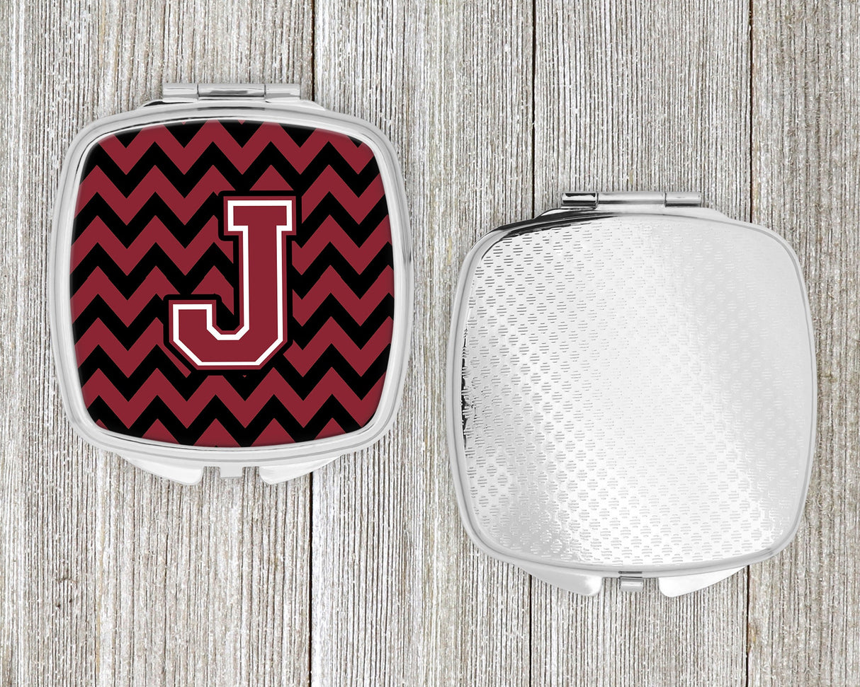 Letter J Chevron Garnet and Black  Compact Mirror CJ1052-JSCM by Caroline's Treasures