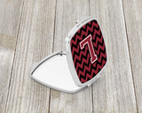 Letter L Chevron Garnet and Black  Compact Mirror CJ1052-LSCM by Caroline's Treasures