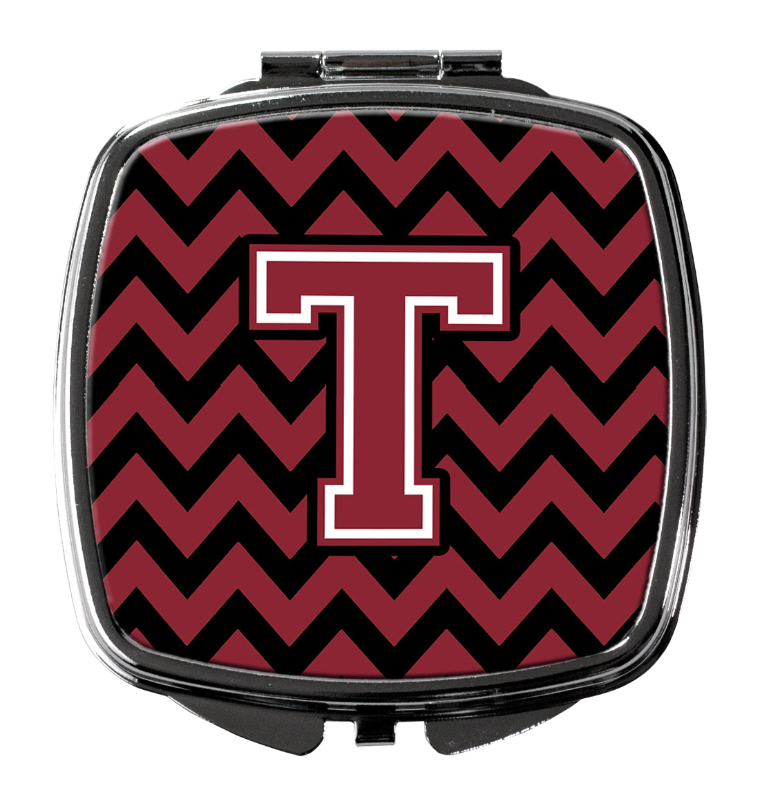 Letter T Chevron Garnet and Black  Compact Mirror CJ1052-TSCM by Caroline's Treasures