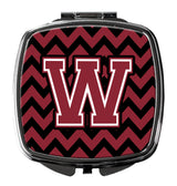 Letter W Chevron Garnet and Black  Compact Mirror CJ1052-WSCM by Caroline's Treasures