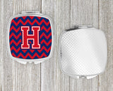 Letter H Chevron Yale Blue and Crimson Compact Mirror CJ1054-HSCM by Caroline's Treasures