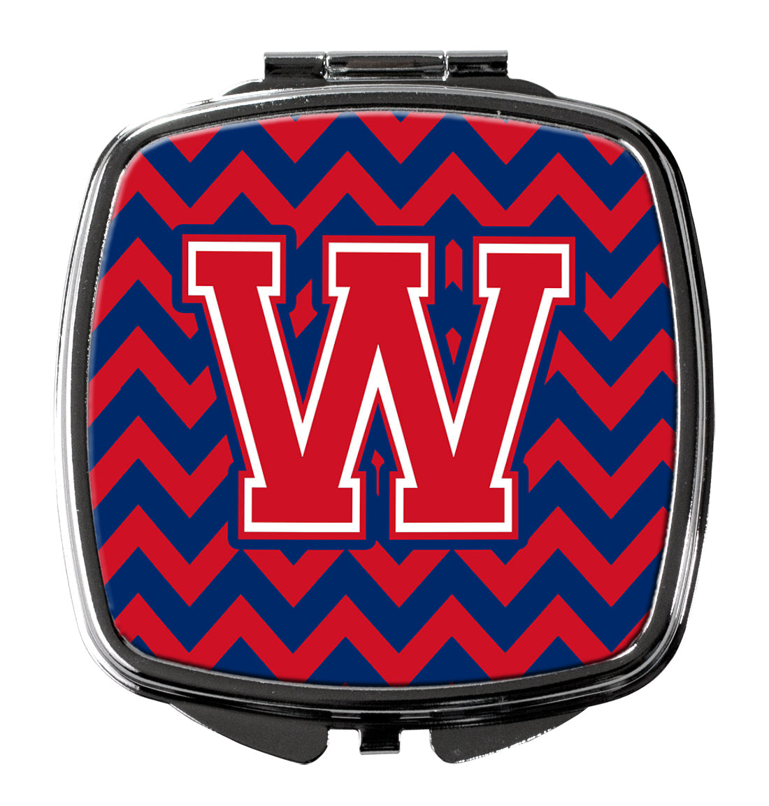 Letter W Chevron Yale Blue and Crimson Compact Mirror CJ1054-WSCM by Caroline's Treasures