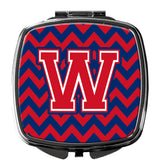 Letter W Chevron Yale Blue and Crimson Compact Mirror CJ1054-WSCM by Caroline's Treasures