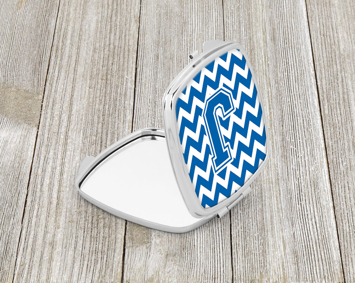 Letter J Chevron Blue and White Compact Mirror CJ1056-JSCM by Caroline's Treasures