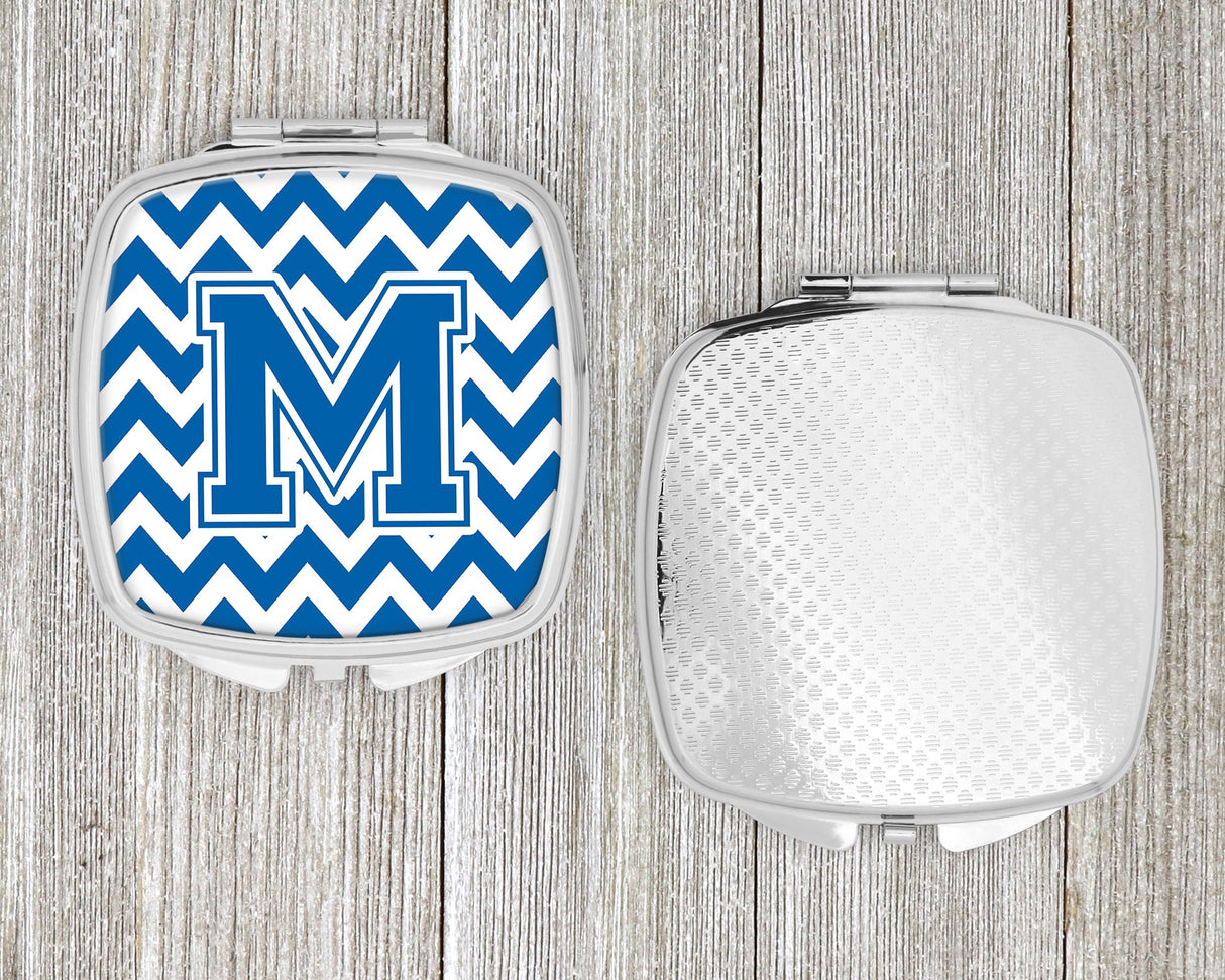 Letter M Chevron Blue and White Compact Mirror CJ1056-MSCM by Caroline's Treasures