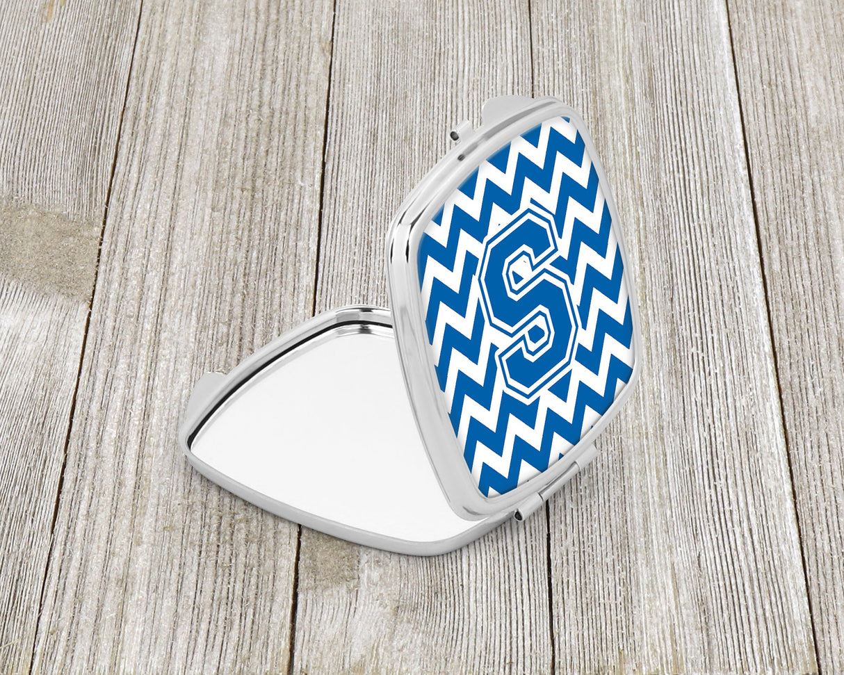 Letter S Chevron Blue and White Compact Mirror CJ1056-SSCM by Caroline's Treasures