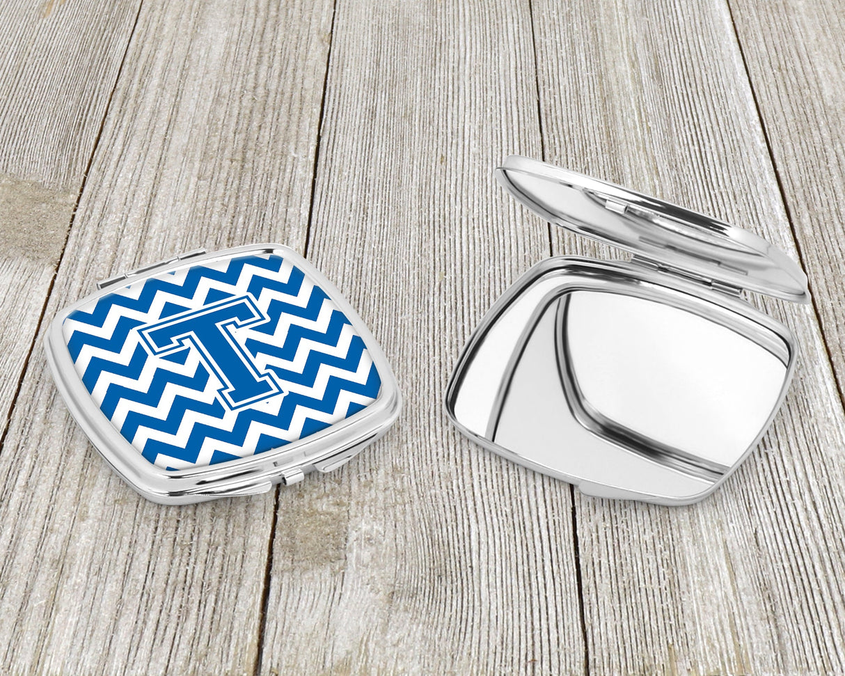 Letter T Chevron Blue and White Compact Mirror CJ1056-TSCM by Caroline's Treasures