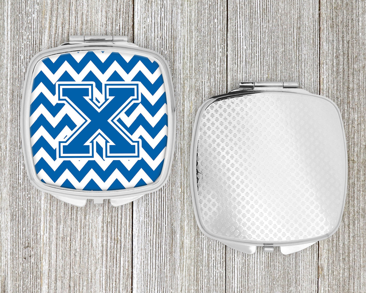 Letter X Chevron Blue and White Compact Mirror CJ1056-XSCM by Caroline's Treasures