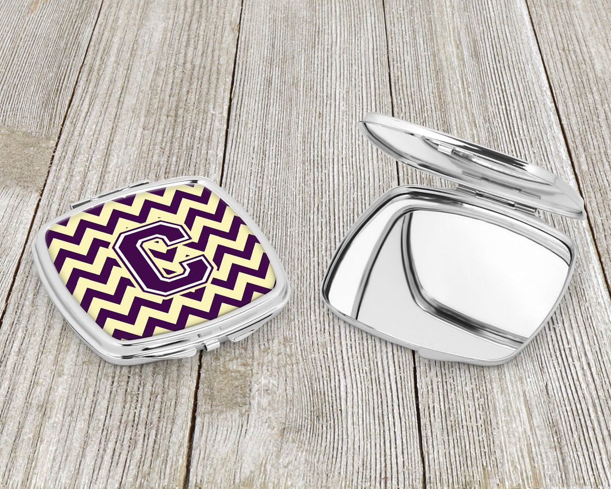 Letter C Chevron Purple and Gold Compact Mirror CJ1058-CSCM by Caroline's Treasures