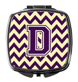 Letter D Chevron Purple and Gold Compact Mirror CJ1058-DSCM by Caroline's Treasures