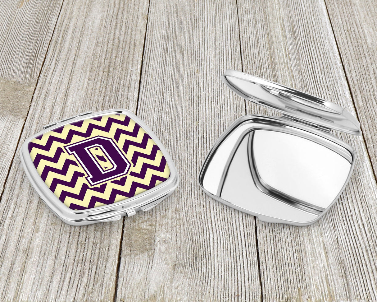 Letter D Chevron Purple and Gold Compact Mirror CJ1058-DSCM by Caroline's Treasures