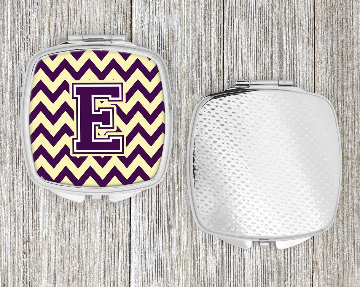 Letter E Chevron Purple and Gold Compact Mirror CJ1058-ESCM by Caroline's Treasures