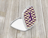 Letter F Chevron Purple and Gold Compact Mirror CJ1058-FSCM by Caroline's Treasures