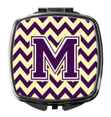 Letter M Chevron Purple and Gold Compact Mirror CJ1058-MSCM by Caroline's Treasures