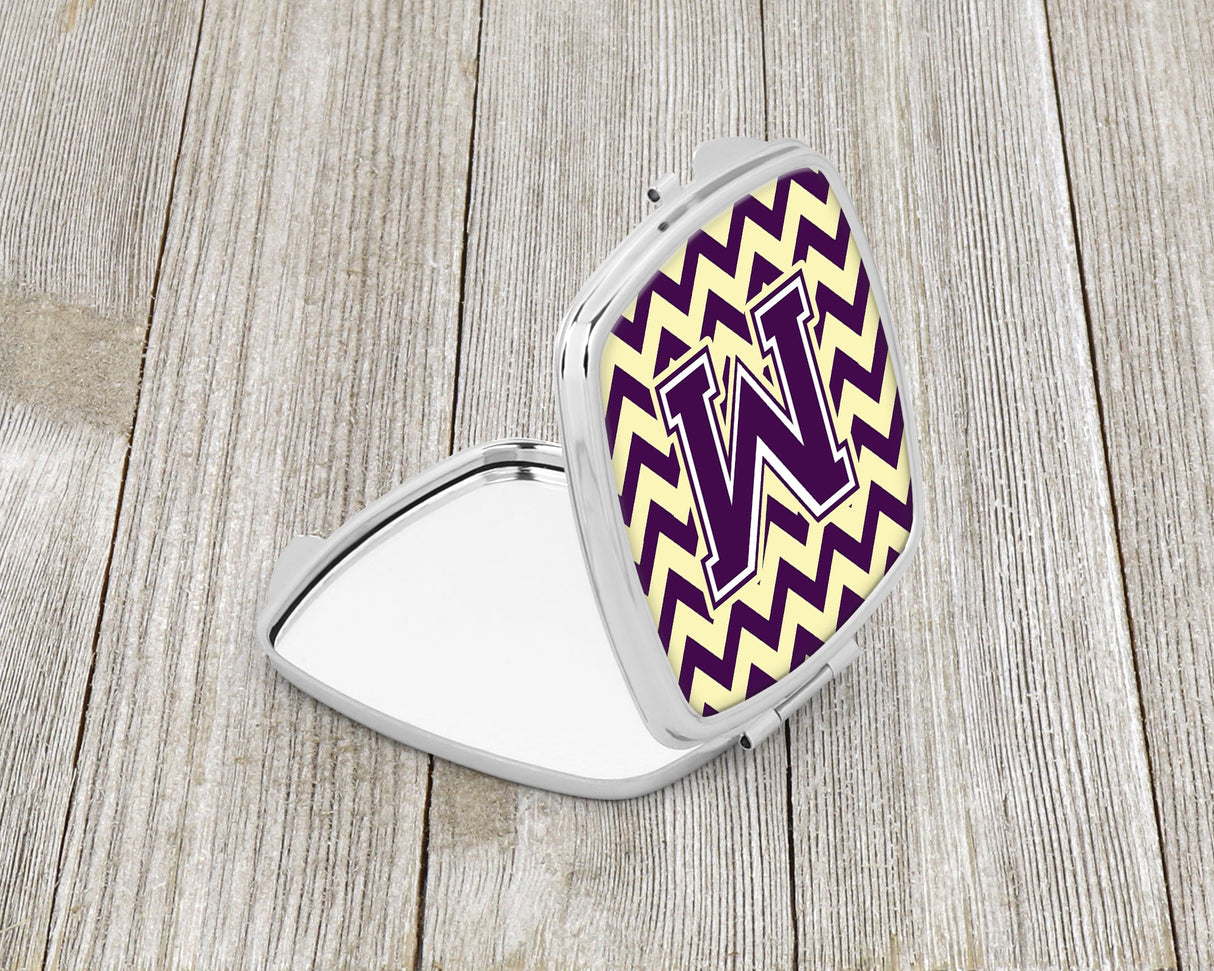 Letter M Chevron Purple and Gold Compact Mirror CJ1058-MSCM by Caroline's Treasures