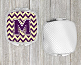 Letter M Chevron Purple and Gold Compact Mirror CJ1058-MSCM by Caroline's Treasures