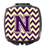 Letter N Chevron Purple and Gold Compact Mirror CJ1058-NSCM by Caroline's Treasures