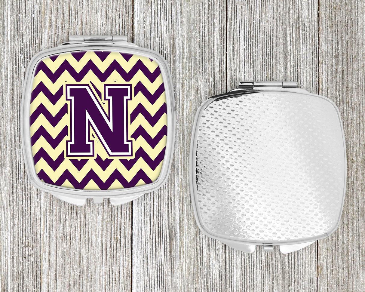 Letter N Chevron Purple and Gold Compact Mirror CJ1058-NSCM by Caroline's Treasures