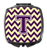 Letter T Chevron Purple and Gold Compact Mirror CJ1058-TSCM by Caroline's Treasures