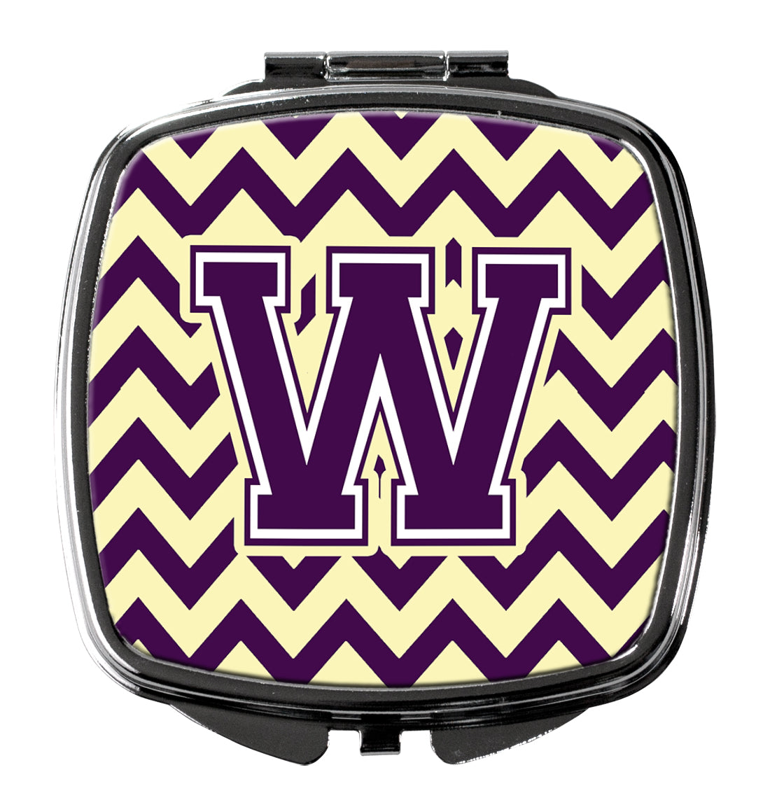 Letter W Chevron Purple and Gold Compact Mirror CJ1058-WSCM by Caroline's Treasures