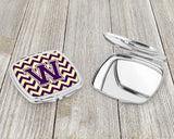 Letter W Chevron Purple and Gold Compact Mirror CJ1058-WSCM by Caroline's Treasures