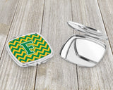 Letter F Chevron Green and Gold Compact Mirror CJ1059-FSCM by Caroline's Treasures