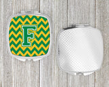 Letter F Chevron Green and Gold Compact Mirror CJ1059-FSCM by Caroline's Treasures