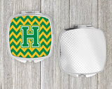 Letter H Chevron Green and Gold Compact Mirror CJ1059-HSCM by Caroline's Treasures