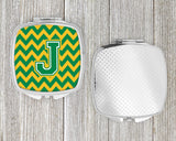 Letter J Chevron Green and Gold Compact Mirror CJ1059-JSCM by Caroline's Treasures