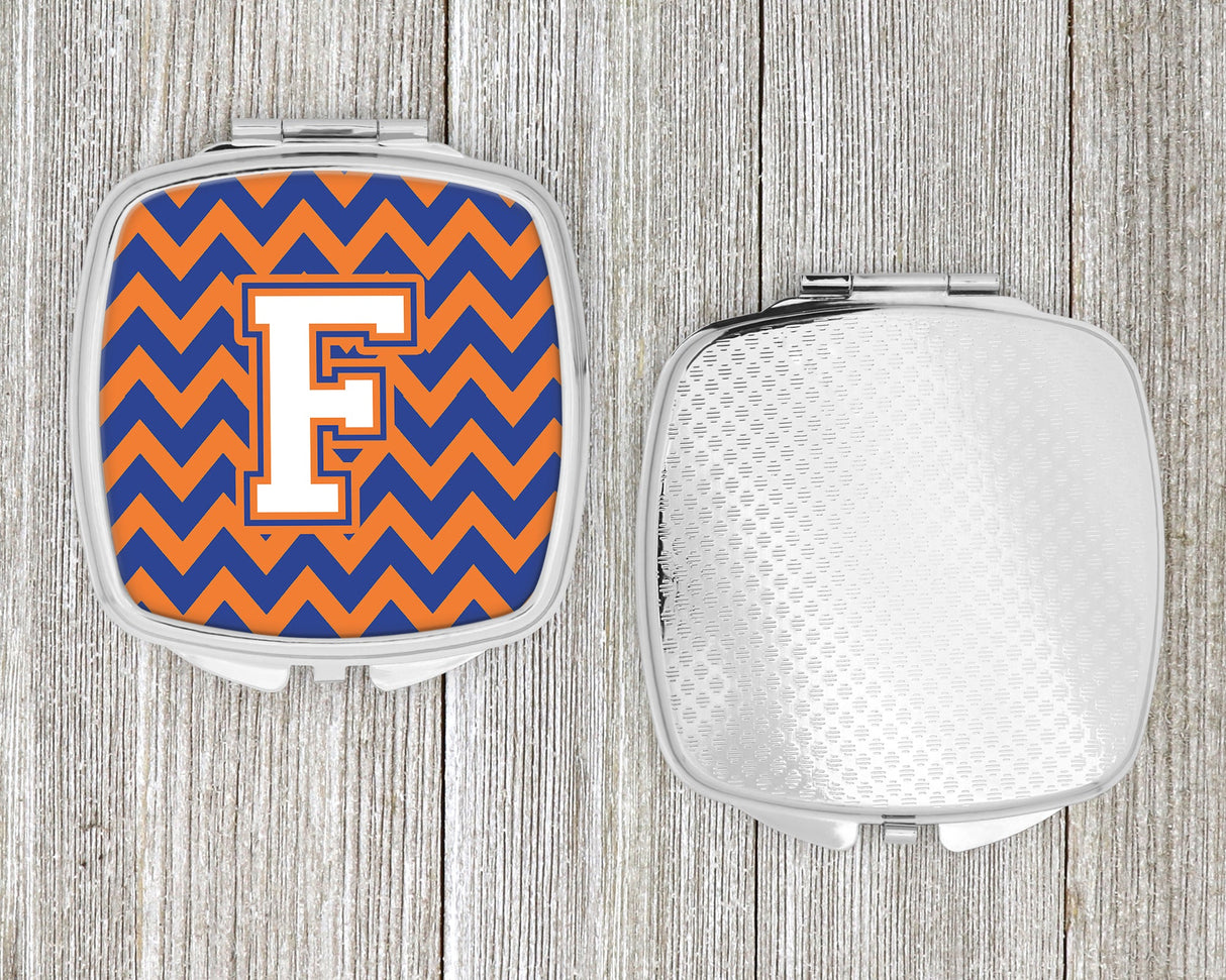 Letter F Chevron Blue and Orange #3 Compact Mirror CJ1060-FSCM by Caroline's Treasures